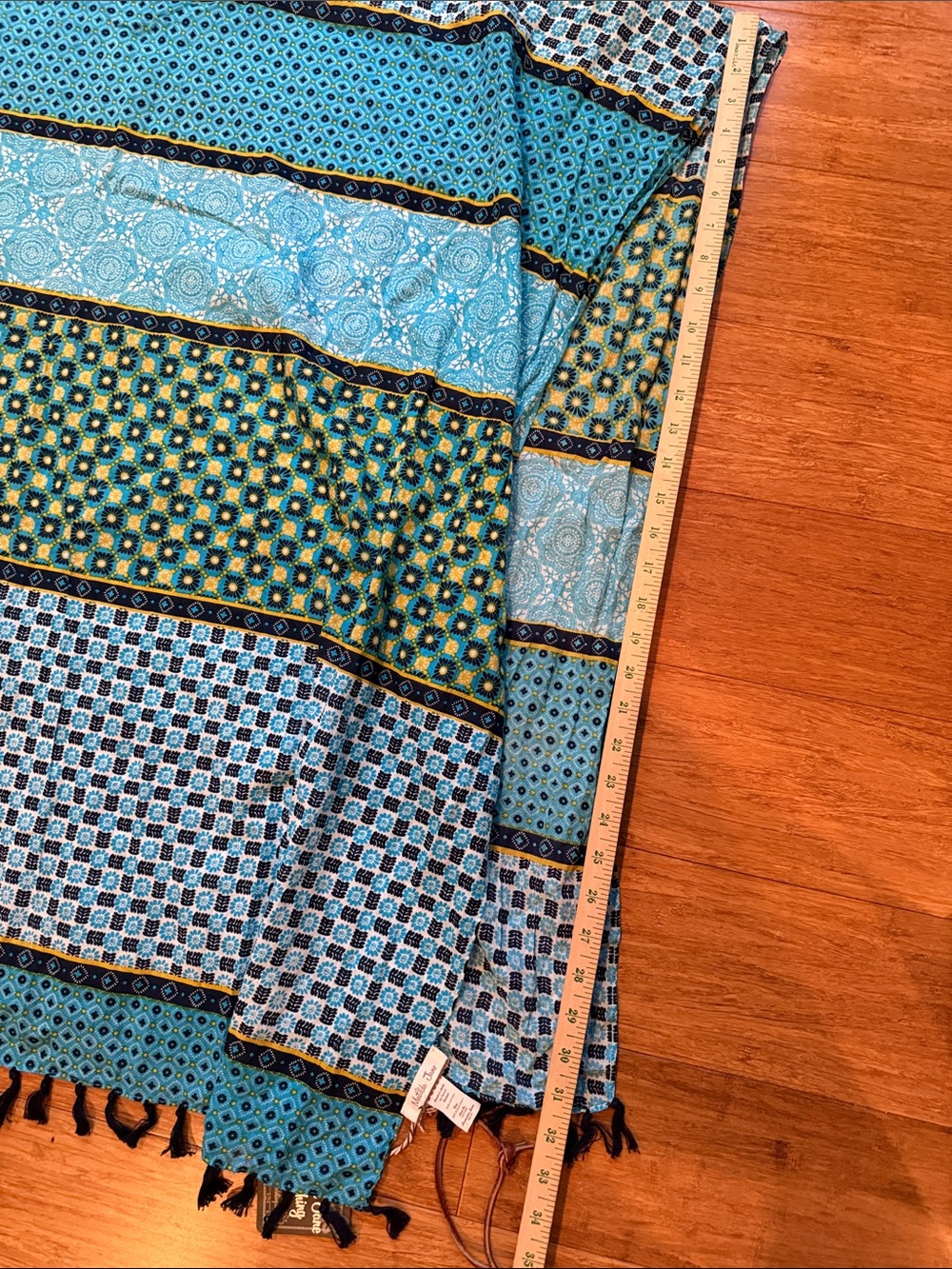 Matilda Jane Turquoise and Yellow Patterned Scarf /Wrap - Picture 8 of 9